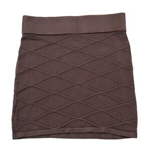 Active Basic Skirt S Brown Short Straight Pencil Elastic Waist Pull On Knit